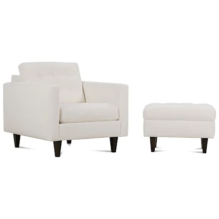 Contemporary Chair and Ottoman with Tapered Wood Feet